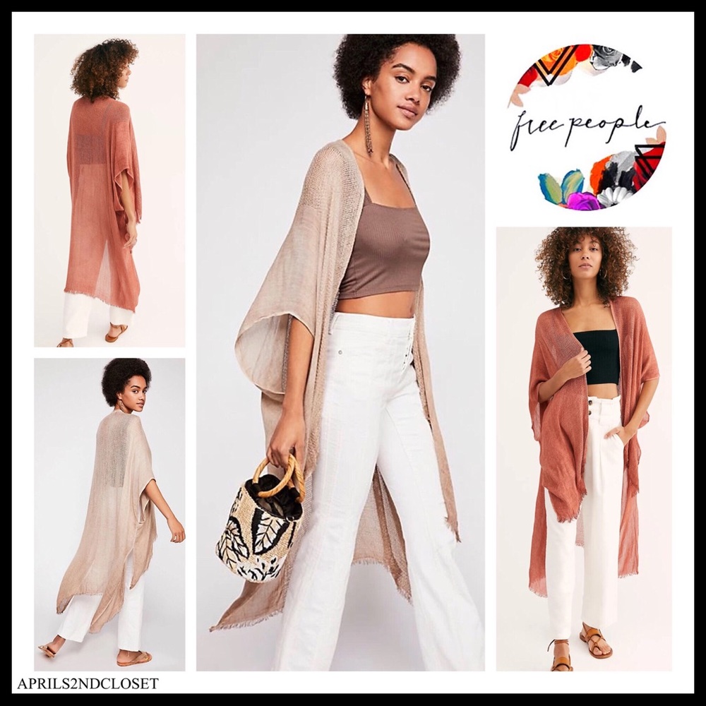 FREE PEOPLE LONG KIMONO CARDI CAPE CARDIGAN A2C - Picture 15 of 16